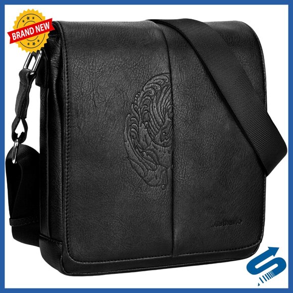 Vegan Leather Crossbody Bag Small Messenger for Work Travel Daily Essentials